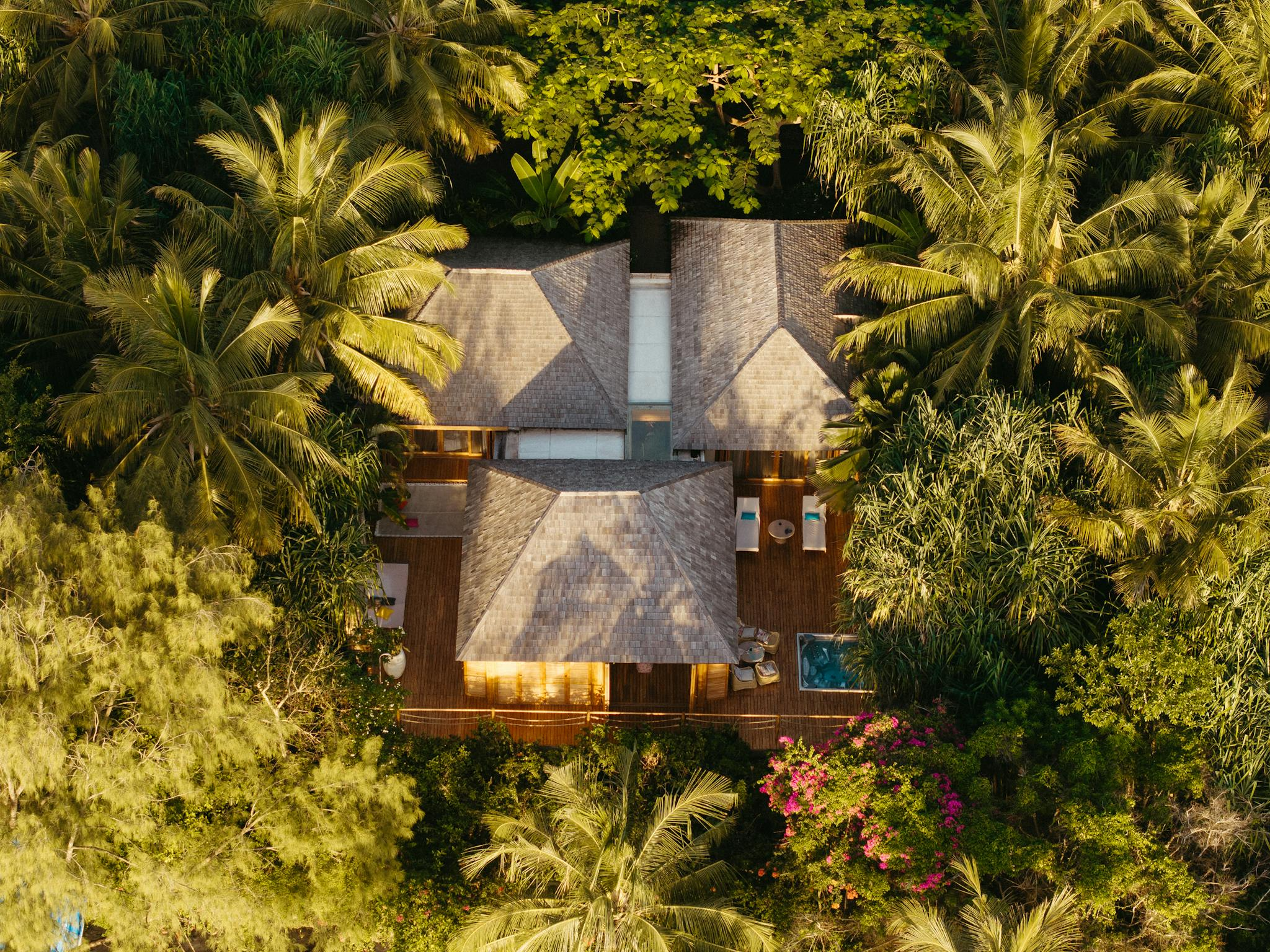 Luxurious villa surrounded by lush tropical greenery in Tanzania.